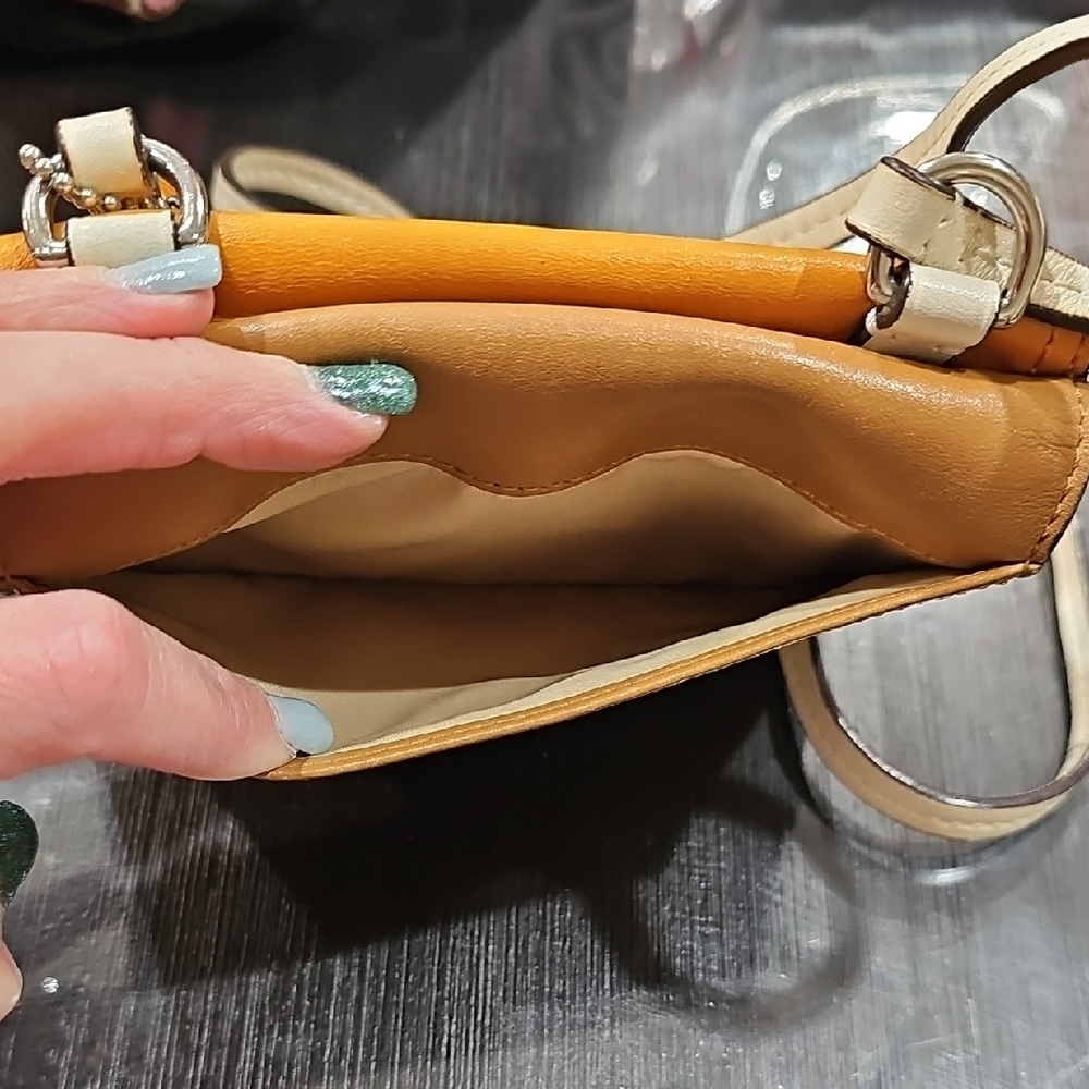 Coach Two-Tone Orange and Tan Leather Crossbody - Picture 7 of 8